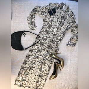 NWT Missguided Sheer Embroidered Foral Dress